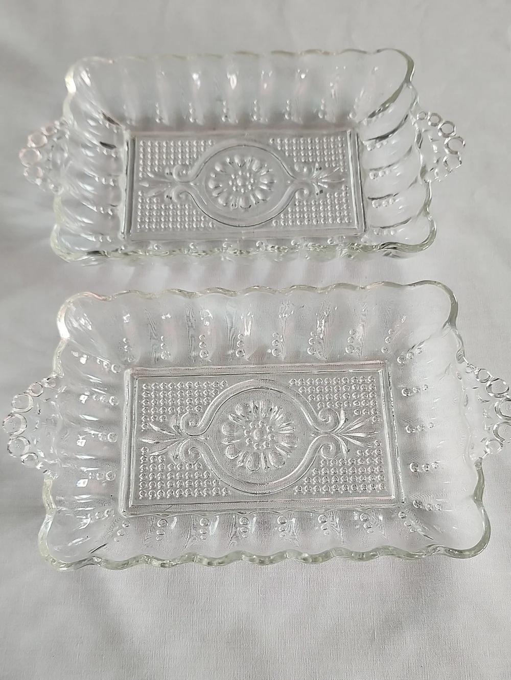 Vintage Glass Anchor Hocking Relish Trays Set Of 2